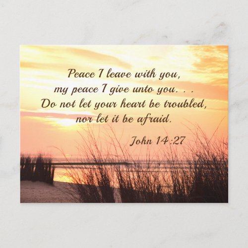Peace I leave with you John 1427 Ocean Sunset Postcard
