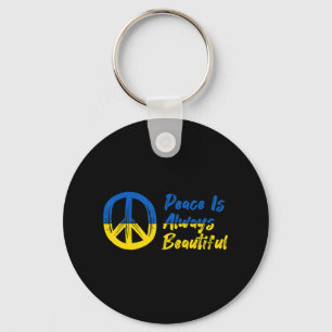 Peace I Stand With Ukraine Support Keychain