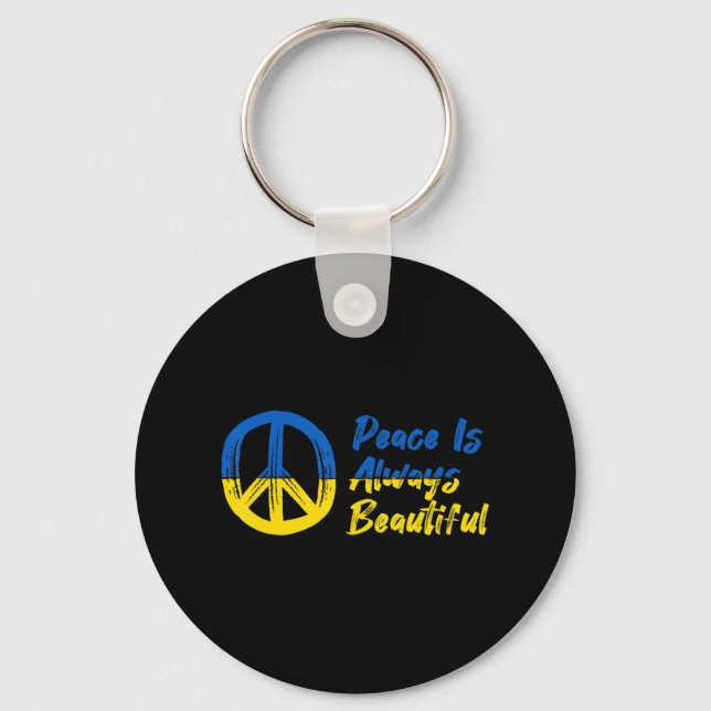 Peace I Stand With Ukraine Support  Keychain (Front)