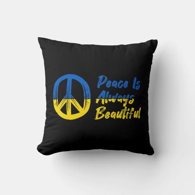 Peace I Stand With Ukraine Support  Throw Pillow (Front)