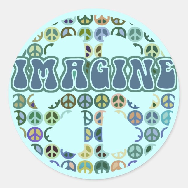Peace - Imagine Peace Classic Round Sticker (Front)