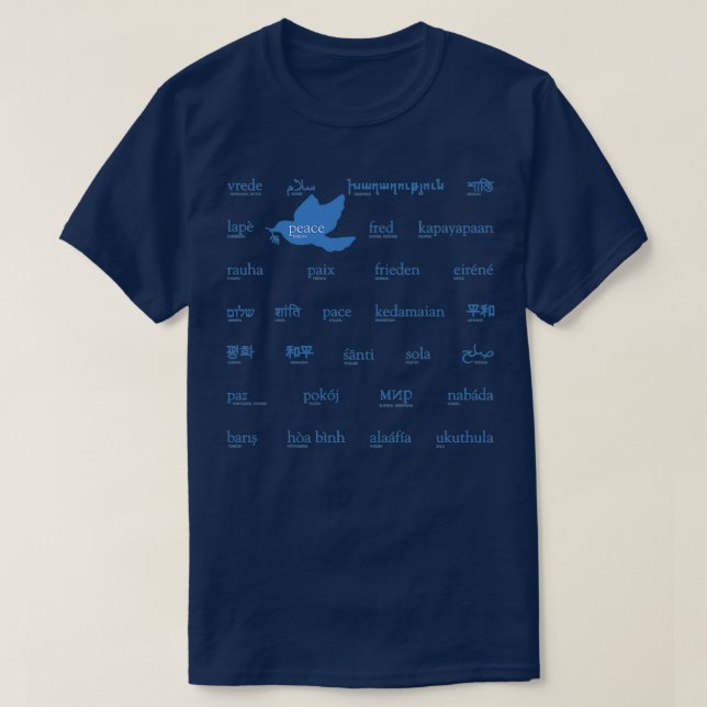 Peace in 33 languages  T-Shirt (Design Front)