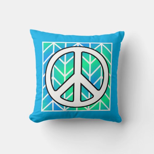 Peace in Blue and Green Pouf Throw Pillow