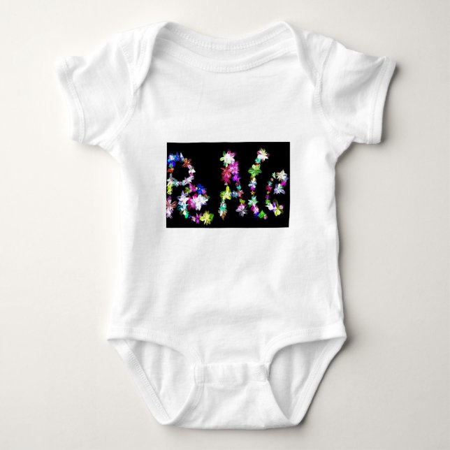 "PEACE" in Flowers Art Print Baby Bodysuit (Front)