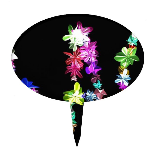 "PEACE" in Flowers Art Print Cake Topper (Front)