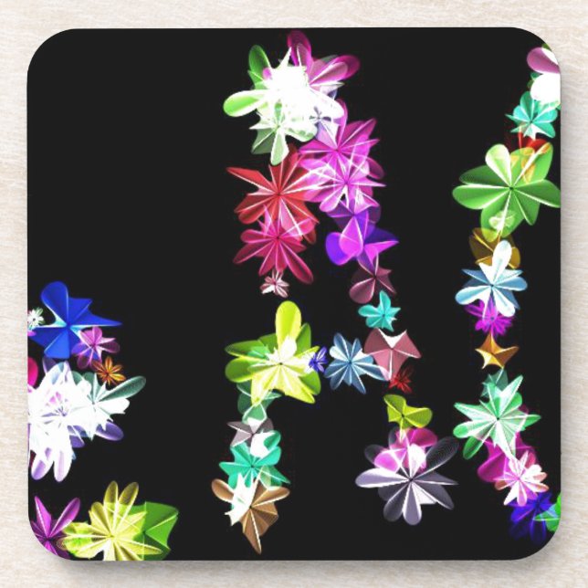 "PEACE" in Flowers Art Print Coaster (Front)