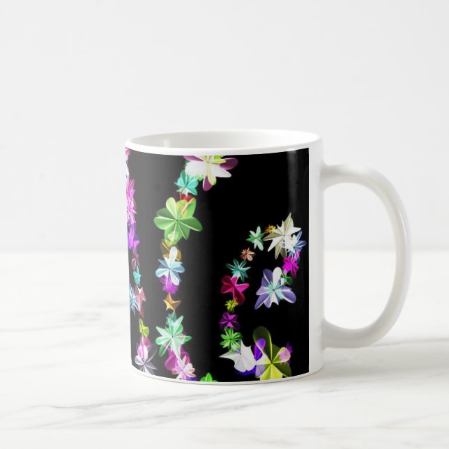 "PEACE" in Flowers Art Print Coffee Mug (Right)