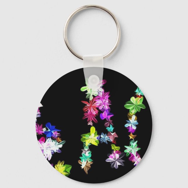"PEACE" in Flowers Art Print Keychain (Front)