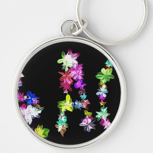 "PEACE" in Flowers Art Print Keychain (Front)