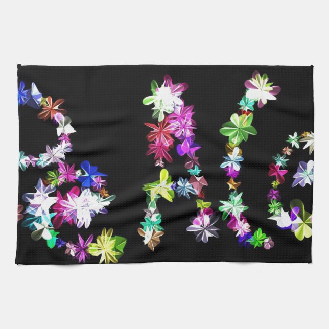 "PEACE" in Flowers Art Print Kitchen Towel (Horizontal)
