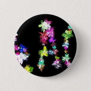 "PEACE" in Flowers Art Print Pinback Button