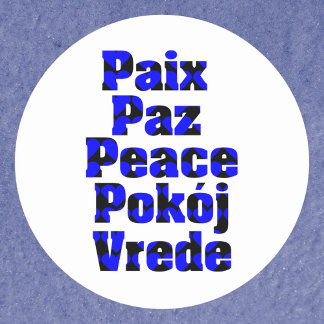 Peace in Foreign Languages Blue Black Hearts Classic Round Sticker