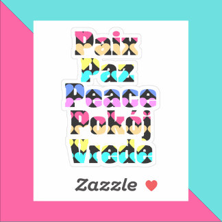 Peace in Foreign Languages Bright Hearts Sticker