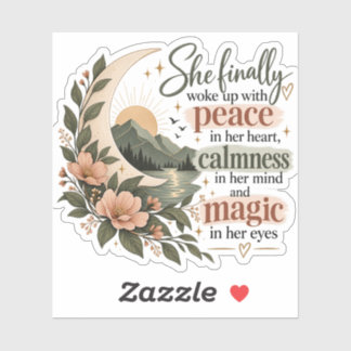 Peace In Her Heart Magic In Her Eyes Boho Floral Sticker
