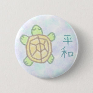 Peace in Japanese with Turtle Button
