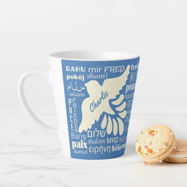 PEACE in languages custom name & color Latte Mug (In Situ)
