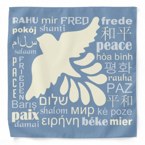 PEACE in many languages bandana