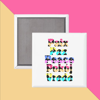 Peace in Many Languages Bright Hearts Magnet