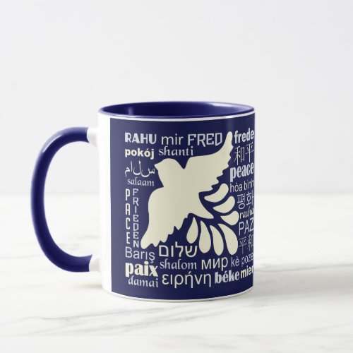PEACE in many languages custom name mugs