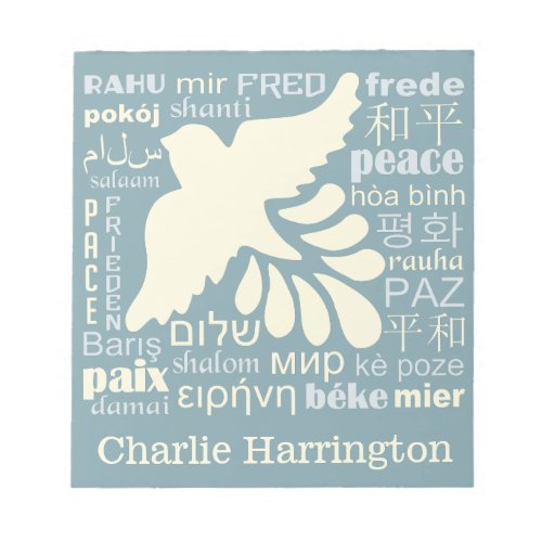 PEACE in many languages custom name notepads