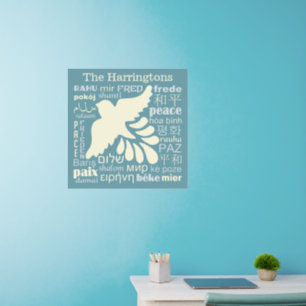 PEACE in many languages custom name Wall Decal