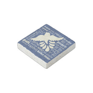 PEACE in many languages stone magnet