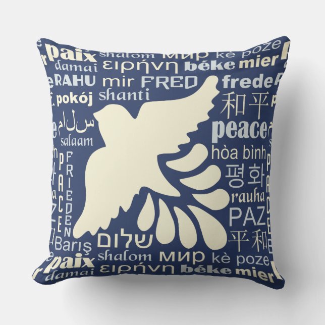 PEACE in many languages throw pillows (Front)