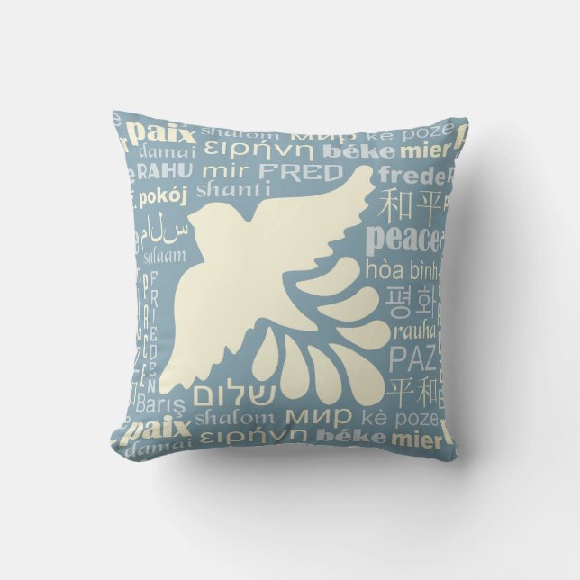 PEACE in many languages throw pillows (Front)