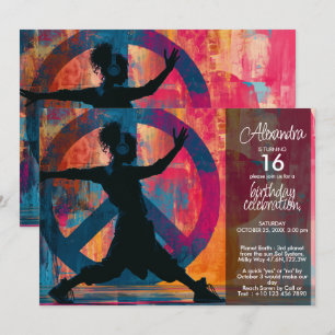 Peace in Motion   Modern Urban Peace Art Invitation