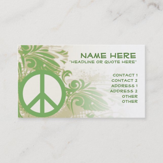 Peace In Nature Business Card (Front)