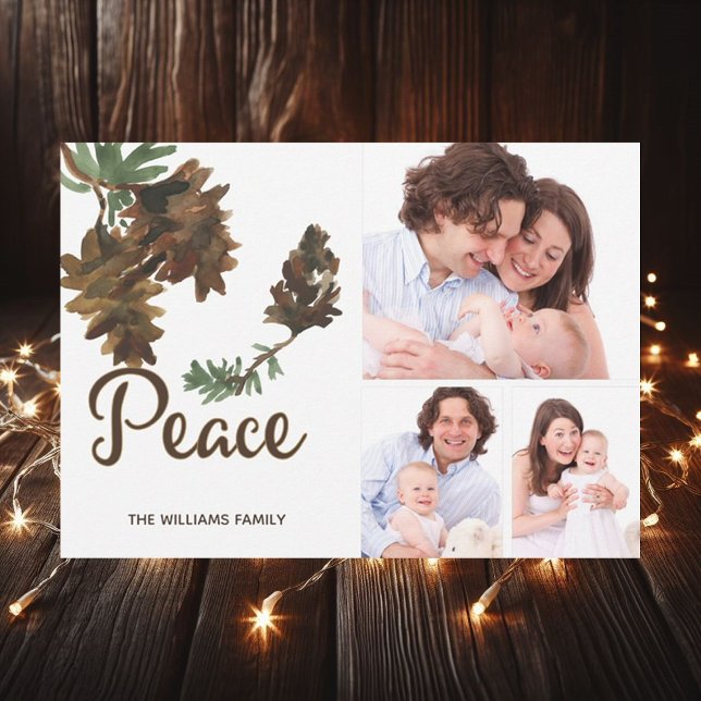 Peace in Nature Christmas Holiday 3 Photo Card (Creator Uploaded)