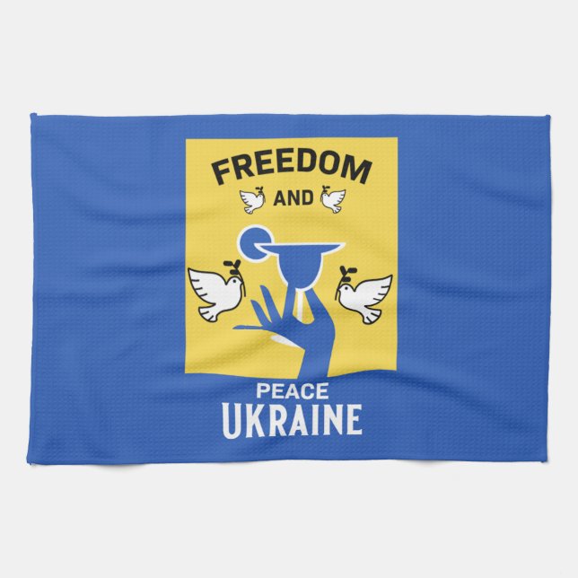 Peace In The Ukraine - Love And Support  Kitchen Towel (Horizontal)
