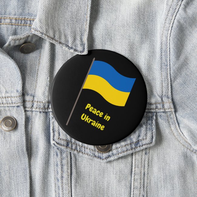 Peace in Ukraine Blue and Yellow Flag Button