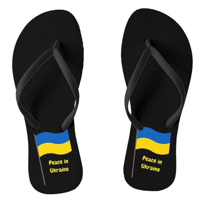 Peace in Ukraine Blue and Yellow Flags Flip Flops