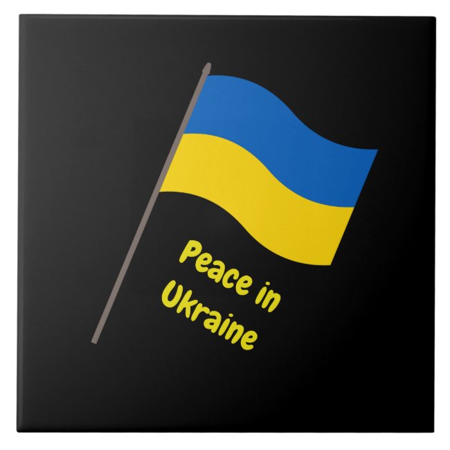 Peace in Ukraine Blue Yellow Ceramic Tile