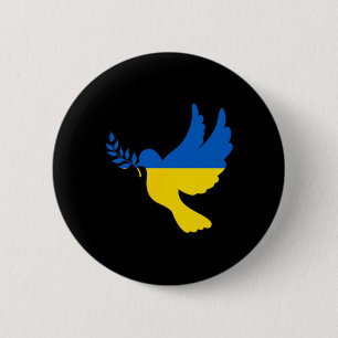 Peace In Ukraine Dove. Stand With Ukraine. Freedom Button