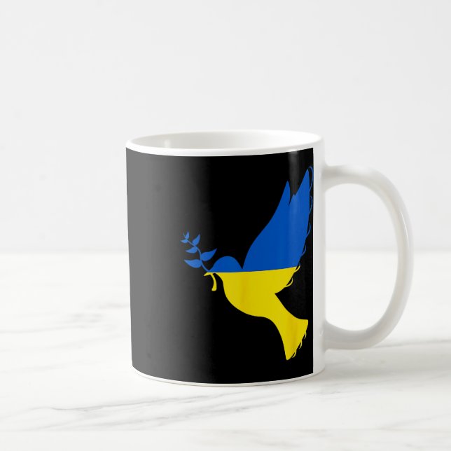 Peace In Ukraine Dove. Stand With Ukraine. Support Coffee Mug (Right)