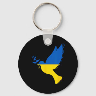 Peace In Ukraine Dove. Stand With Ukraine. Support Keychain
