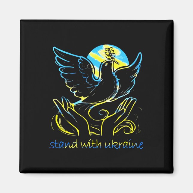Peace In Ukraine Dove. Stand With Ukraine. Support Magnet (Front)