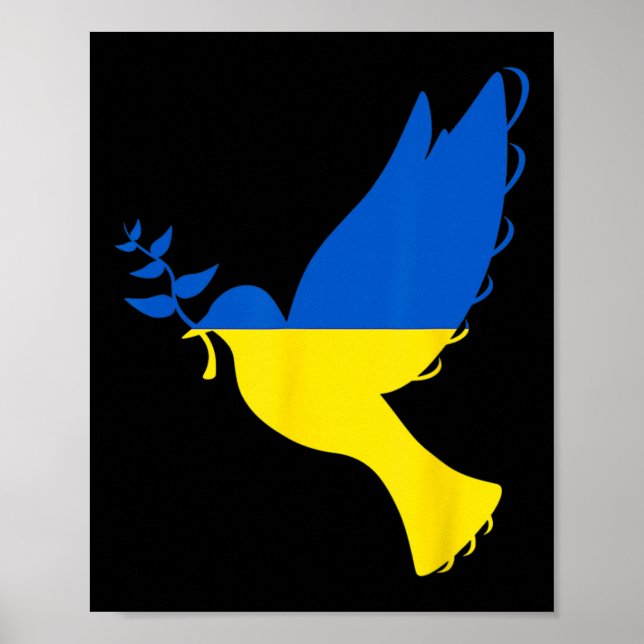 Peace In Ukraine Dove. Stand With Ukraine. Support Poster (Front)