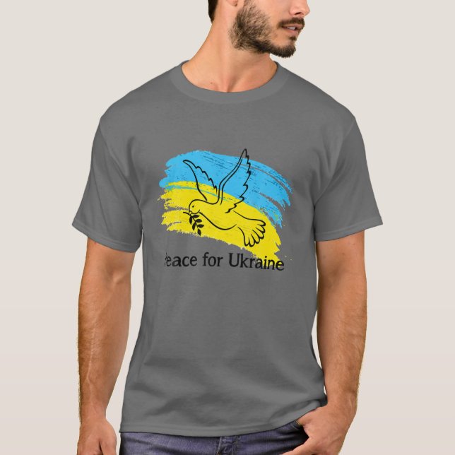 Peace In Ukraine Dove. Stand With Ukraine. Support T-Shirt (Front)