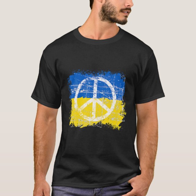 Peace In Ukraine Flag Crest Ukraine Peace T-Shirt (Front)