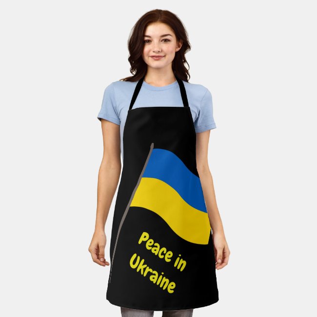 Peace in Ukraine on Blue and Gold Flag Apron