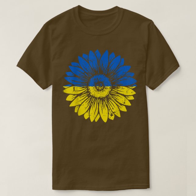 Peace In Ukraine Sunflower Distressed Green And Ye T-Shirt (Design Front)
