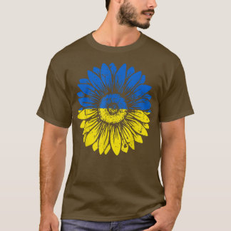 Peace In Ukraine Sunflower Distressed Green And Ye T-Shirt