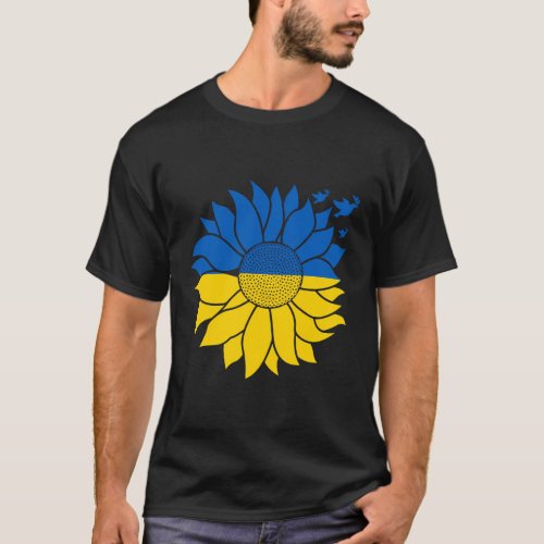 Peace In Ukraine Sunflower For Ukrainian Flag T_Shirt