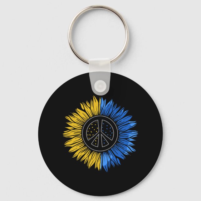 Peace in Ukraine Sunflower TShirt for Women Ukrain Keychain (Front)
