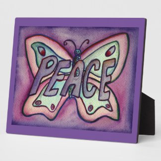 Peace Inspirational Butterfly Painting Gift Plaque