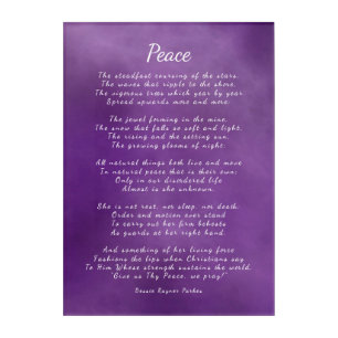 Peace, Inspirational Nature Poem Acrylic Print