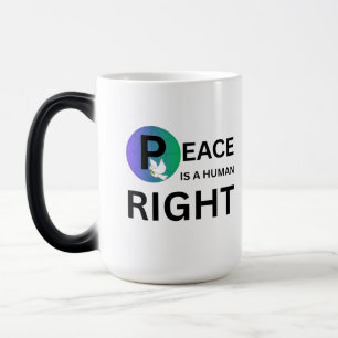 Peace Is a Human Right Dove and Earth Symbol Color Morph Mug